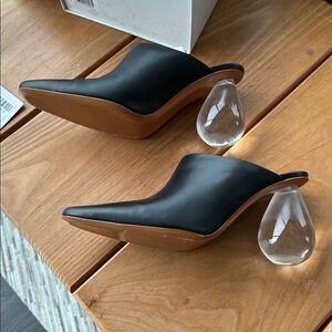 Loewe Mules Black Heels with unique Transparent teardrop bulb heel US 10 EU 40
